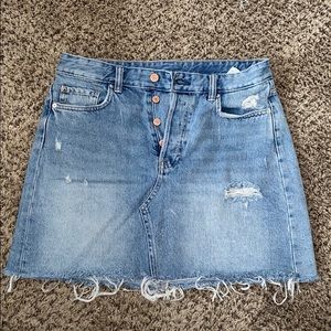 Distressed Denim Mini Skirt